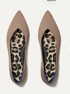 NEW Rothy's 8 Taupe The Point II Knit Flats Blue Trim Style 152-017 Comfort